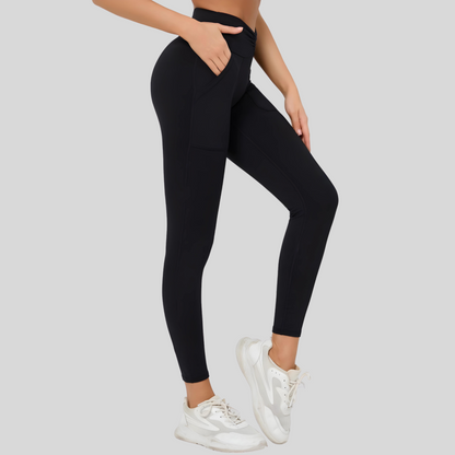 Women's Gym wear - V-shape Leggings, Soft, breathable, two handy pockets