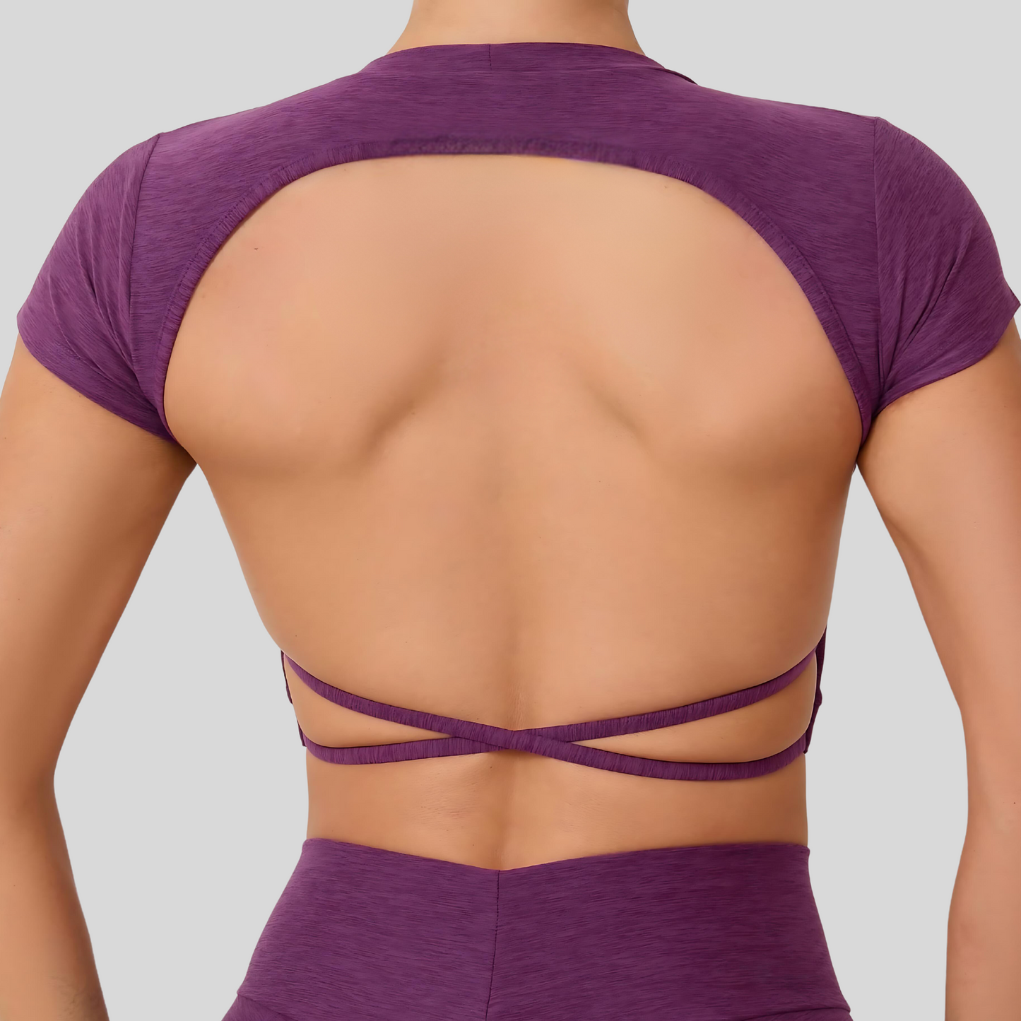 Women's Gym Top Cross Line - Backless, In-build Bra, Breathable, Soft, Fitness wear, Girls Gym wear