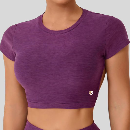 Women's Gym Top Cross Line - Backless, In-build Bra, Breathable, Soft, Fitness wear, Girls Gym wear