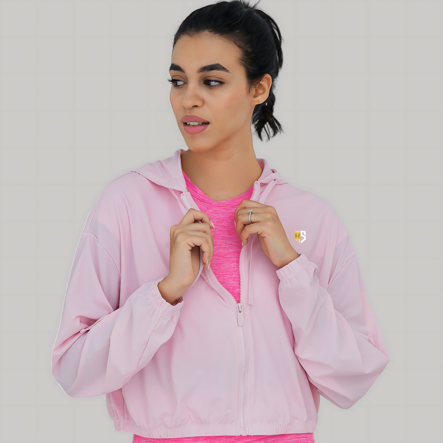 Women's Gym wear Sports Jacket, zip-up design and built-in sun protection