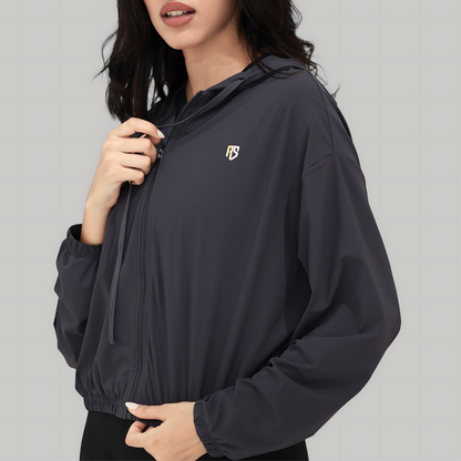 Women's Gym wear Sports Jacket, zip-up design and built-in sun protection