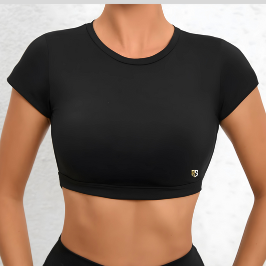 Women's Gym Top Single Line - Backless, In-build Bra, Breathable, Soft, Fitness wear, Girls Gym wear