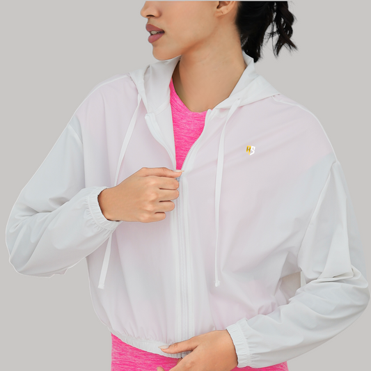 Women's Gym wear Sports Jacket, zip-up design and built-in sun protection